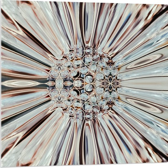 Acrylglas - Close-up van Kristal in Vorm van Bloem - 80x80 cm Foto op Acrylglas (Wanddecoratie op Acrylaat)