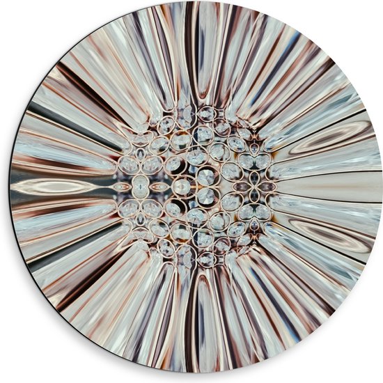 Dibond Muurcirkel - Close-up van Kristal in Vorm van Bloem - 50x50 cm Foto op Aluminium Muurcirkel (met ophangsysteem)