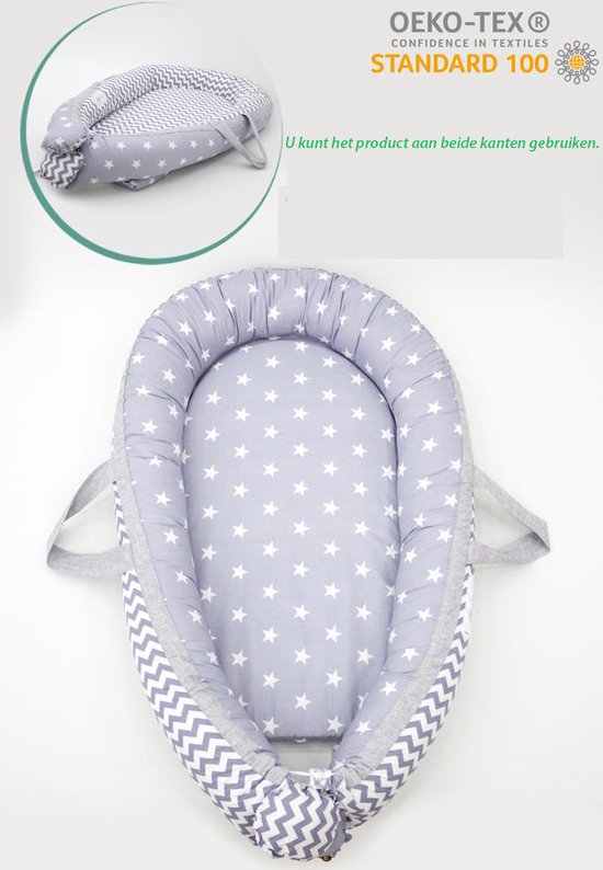 Joyz Babynest, Walvis Donkerblauw, 90x50cm, Katoen, Tweezijdig, Antiallergisch, Draagbaar, Multifunctioneel Babynest, Cocoon voor Baby's & Baby's, Babynest Newborn Knuffelnest Reisbedje