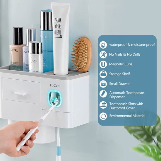 Distributeur automatique de dentifrice avec support mural pour