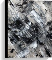 Canvas - Abstracte Verfmix van Zwart en Wit Tinten - 30x40 cm Foto op Canvas Schilderij (Wanddecoratie op Canvas)