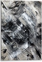 Dibond - Abstracte Verfmix van Zwart en Wit Tinten - 40x60 cm Foto op Aluminium (Wanddecoratie van metaal)