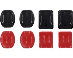4x Actioncam mount + dubbelzijdige sticker - 2x Flat mount - 2x Curved mount - GoPro Hero 8/7/6/5/4/3/2/1/session