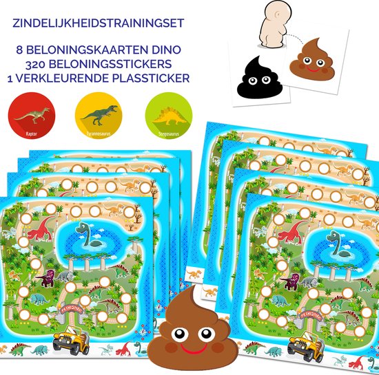 Foto: Beloningssysteem plassticker die verkleurt 8 beloningskaarten met 320 beloningsstickers en 1 plassticker zindelijkheidstraining kind op het potje belonen met stickers beloningssysteem kinderen zindelijk maken beloningssysteem jongens