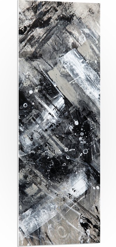 PVC Schuimplaat- Abstracte Verfmix van Zwart en Wit Tinten - 40x120 cm Foto op PVC Schuimplaat
