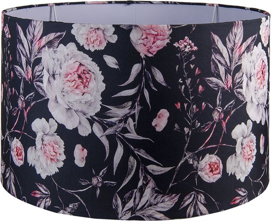 HAES DECO - Abat-jour - Dramatic Chic - imprimé floral luxuriant - taille Ø 45x28 cm, pour Culot E27 - Lampe de table, Suspension