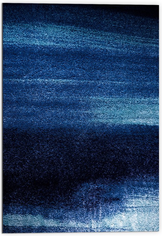 Dibond - Blauwe Kleine Stippen tegen Zwarte Achtergrond - 70x105 cm Foto op Aluminium (Met Ophangsysteem)