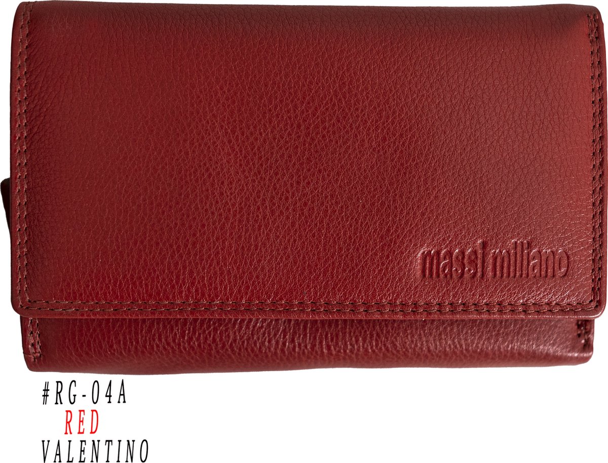 Massi Miliano Portemonnee Dames Nappa Leer Rood - (MMRG-04A-36) -