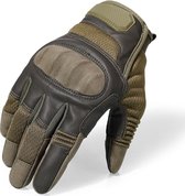 RAMBUX® - Motorhandschoenen - Groen - Ademend PU Leer - Maat 2XL - Tactical Handschoenen - Motor - Airsoft - Touchscreen - Bescherming