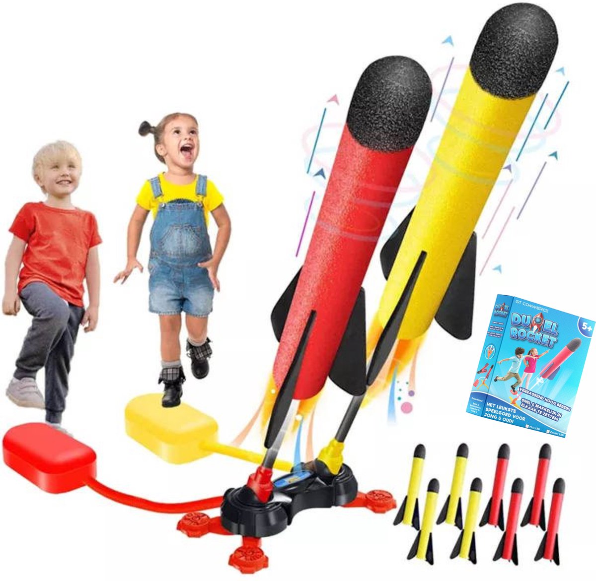 Lance-roquettes jouet pour les enfants, tire jusqu’à 10mètres, 9 fusées en  mousse colorées