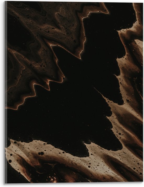 Acrylglas - Bruine Vlekken met Details op Zwarte Achtergrond - 30x40 cm Foto op Acrylglas (Met Ophangsysteem)