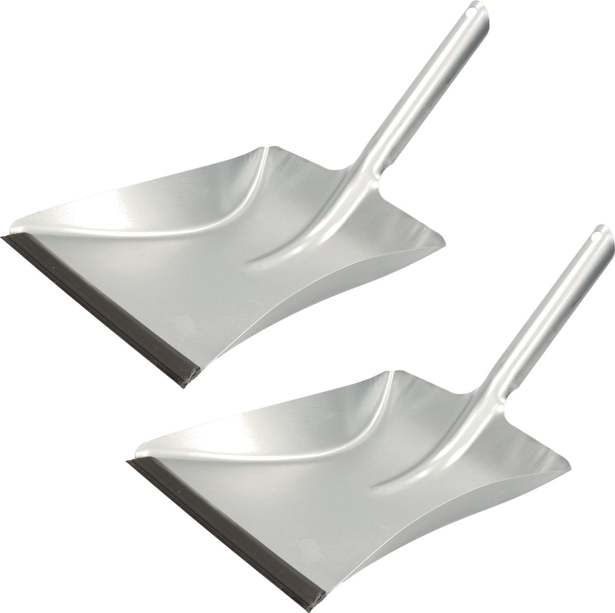 Goedkoopste 2x stuks metalen stofblikken verzinkt met rubberen lip - Stofblikken van metaal