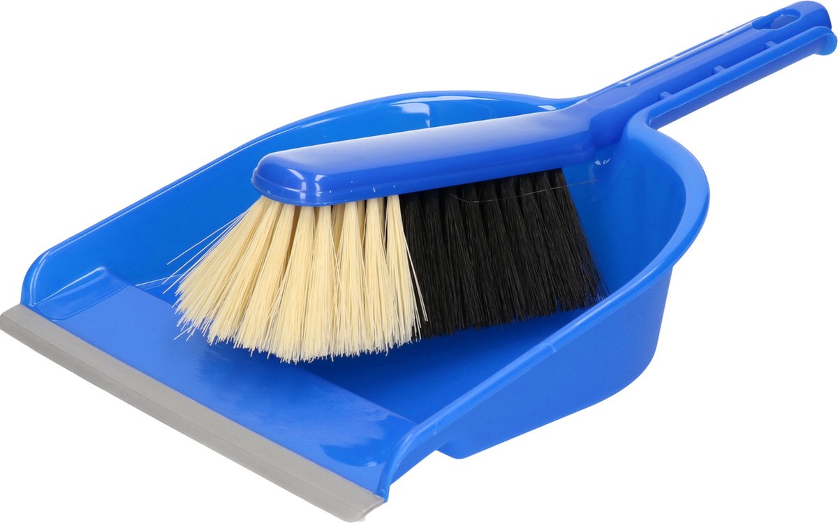 Goedkoopste Sorex Stoffer en blik - kunststof - 36 x 23 cm - blauw - met rubber rand