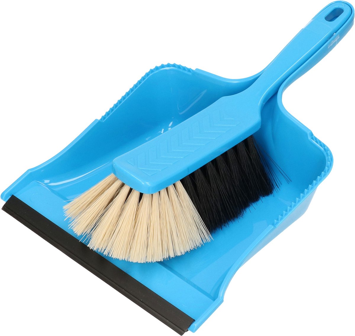 Goedkoopste Buemag Stoffer en blik - kunststof - 35 x 25 cm - lichtblauw - met rubber rand