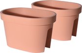 Set de 4 x pots de balcon/pots de fleurs en plastique terre cuite 40 x 25 cm ovale 12,3 litres