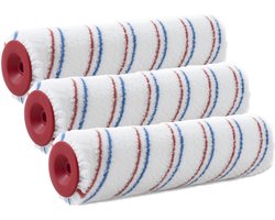 Set van 3x stuks sorex verfroller - anti-spat - 6,6 x 18 cm - pluisvrij - microvezel