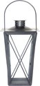 Zilveren tuin lantaarn/windlicht van ijzer 17 x 17 x 30 cm - Tuinverlichting - Kaarsenhouders - Lantaarns