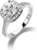Twice As Nice ring in zilver, solitaire met een vierkant zirkonia van 7 mm Wit 54