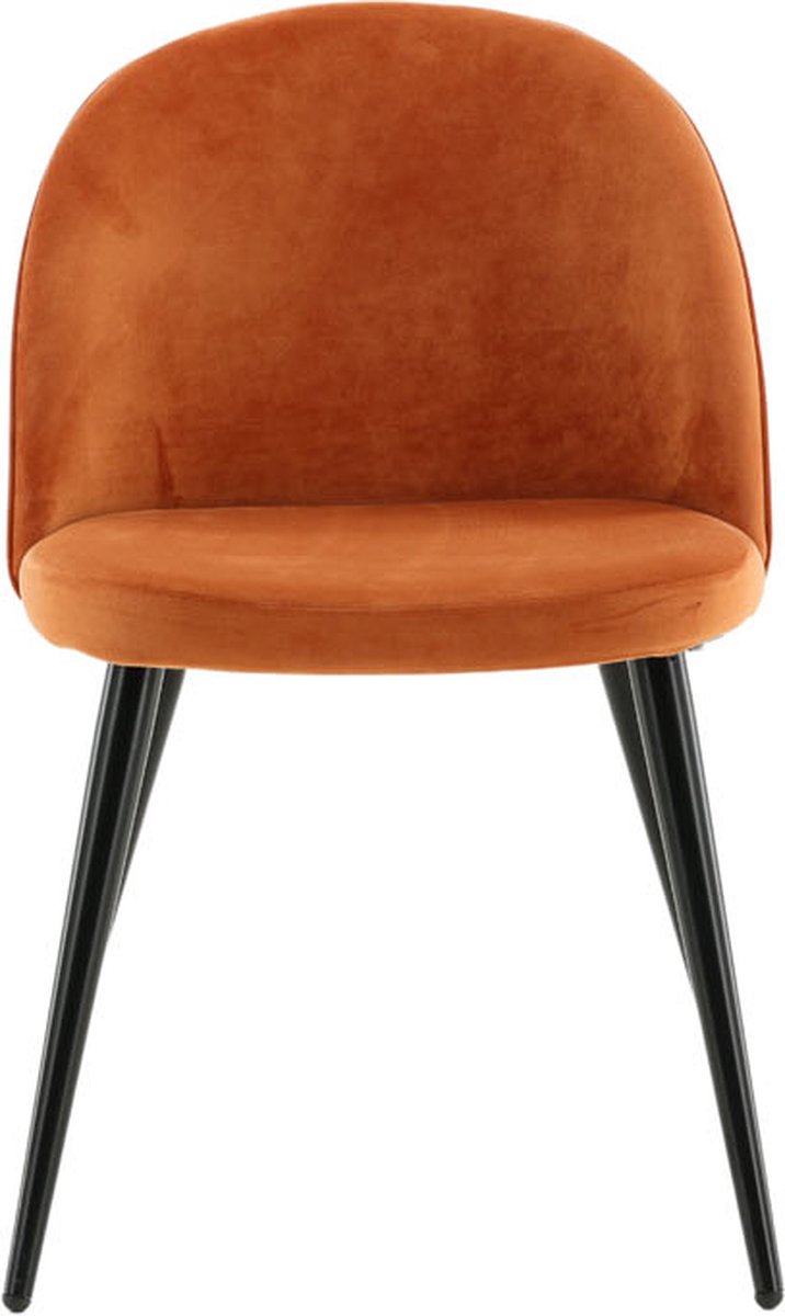 Venture-Home-Eetkamerstoelen-2-st-Velvet-fluweel-zwart-en-roestoranje