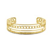 CO88 Collection 8CB-91212 Stalen Bangle met meerdere lagen - 16mm Breed - Staal - Goudkleurig