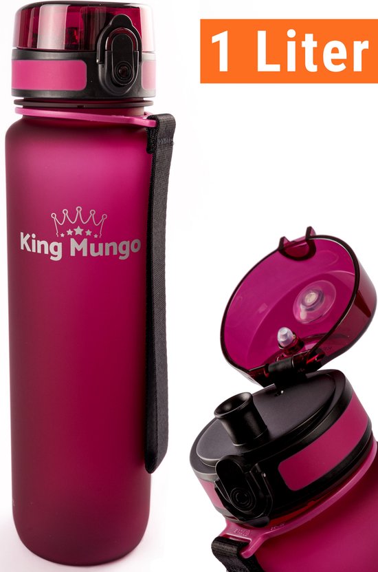 Gourde 1 litre - Sport Bottle Gourde 1000ml - Violet / Rouge - King Mungo KMDF018