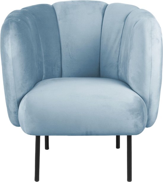 Leitmotiv Fauteuil Tulip Velvet - Blauw - 76x71x81cm - Luxe