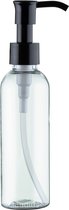 Lege Plastic Fles 100 ml PET transparant - met zwarte lotionpomp - set van 5 stuks - navulbaar - leeg