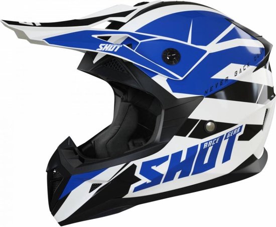 SHOT Pulse Revenge Wit Blauw Zwart Glanzend Crosshelm - Maat XL - Helm