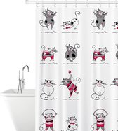 Rideau de douche Funny de chat, tissu polyester, hydrofuge et lavable, rideau de salle de bain avec 12 anneaux de rideau, 180 x 180 cm