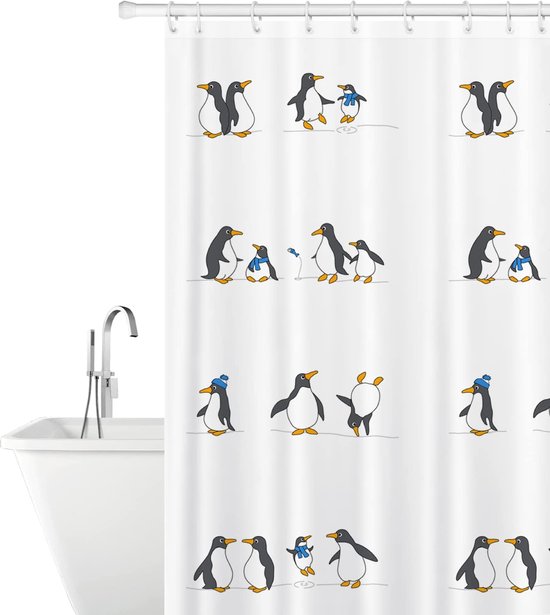 douchegordijn gemaakt van polyester stof, waterafstotend en wasbaar, badgordijn met 12 gordijnringen, 180 x 180 cm