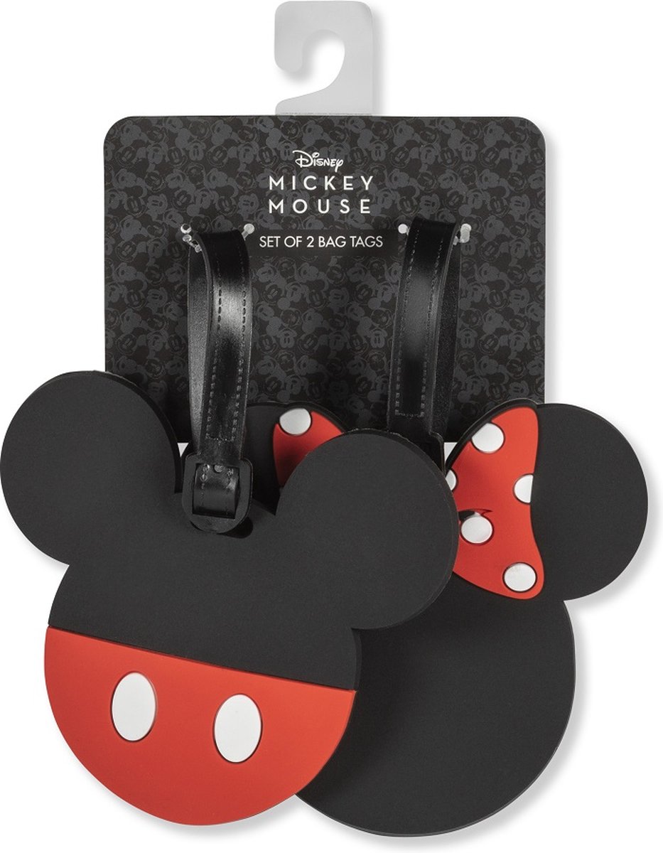 Disney Mickey & Minnie Mouse Black and red 2 piece Luggage Tags