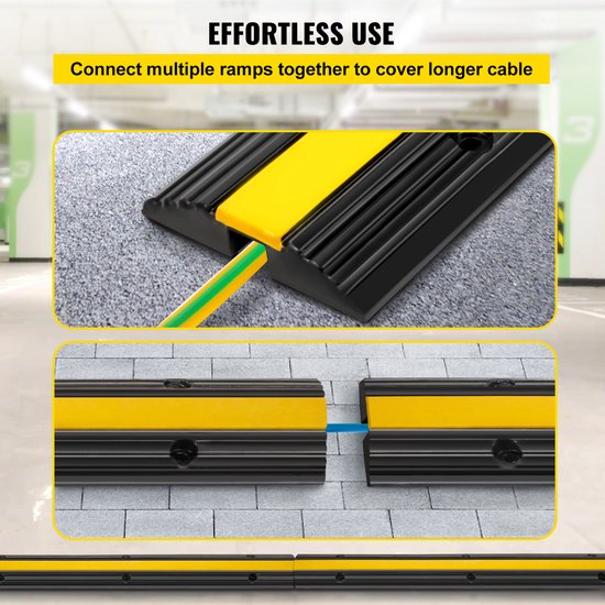 etm Oprolbare kabelbrug - weerbestendige kabelbescherming oprolbaar kabelgoot outdoor tot 7,5 t voor de bouwplaats, van hard rubber (Peak - openklapbaar, 2 kanalen