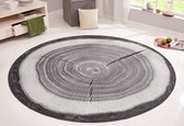 Rond vloerkleed boomstam Bastia - grijs 133 cm rond