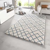 Hoogpolig modern vloerkleed Maison - blauw/crème 160x230 cm