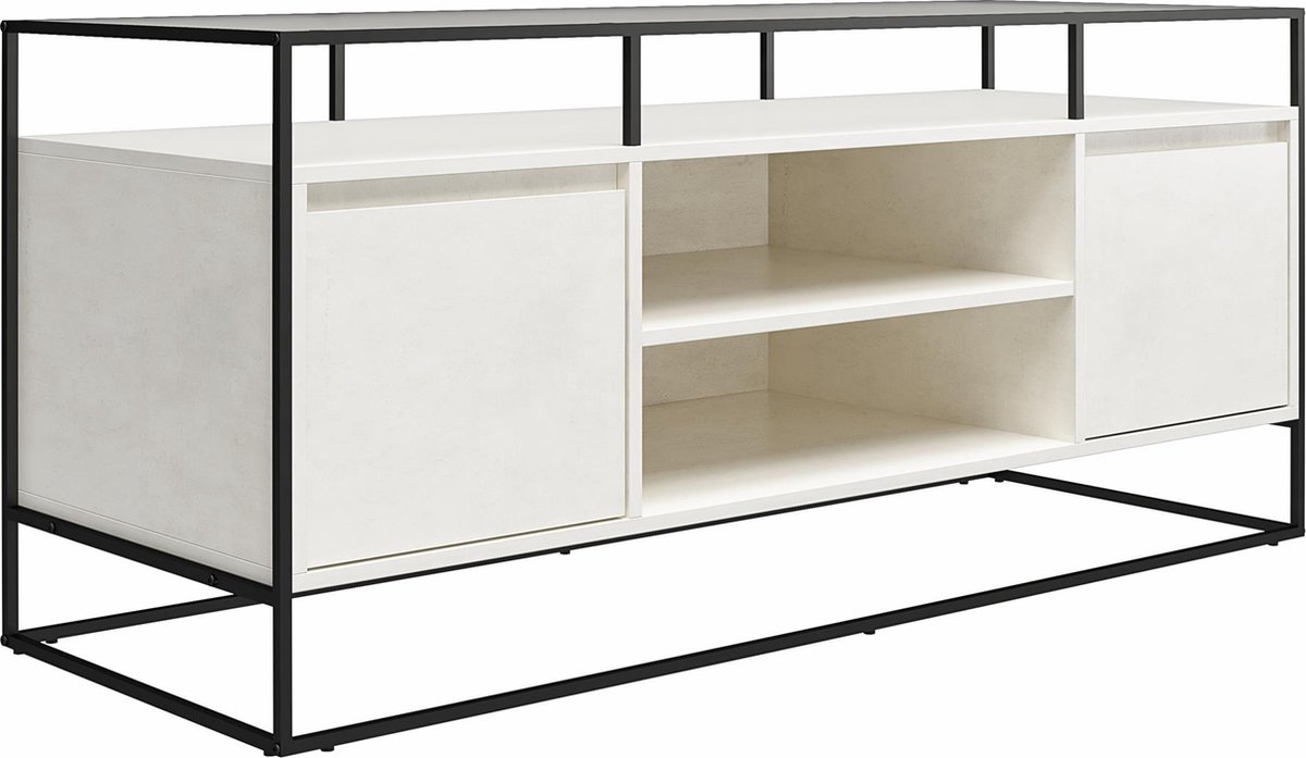 Notio Living Camley|TV-meubel van glas en voet van MDF-gips White
