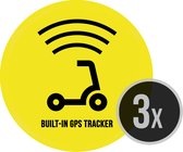 Step sticker | "Built-in GPS tracker" | ⌀ 4,5 cm | 3 stuks | Anti-diefstal | Dieven ontmoedigen | Ronde stickers | Opvallend | Geel | Weerbestendig | Elektrische step | Beveiliging | Steps | Fiets | Fietssticker