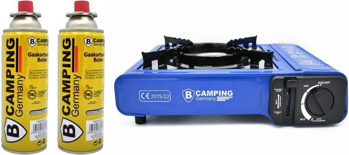 Camping kookpit/kookstel - met draagtas - incl. 2x gaspatroon navulling 227 gram