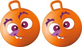 Summer Play Skippybal met smiley - 2x - oranje - 50 cm - buitenspeelgoed voor kinderen