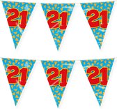 Paperdreams verjaardag 21 jaar thema vlaggetjes - 2x - feestversiering - 10m - folie - dubbelzijdig