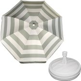 Parasol - Zilver/wit - D120 cm - incl. draagtas - parasolvoet - 42 cm