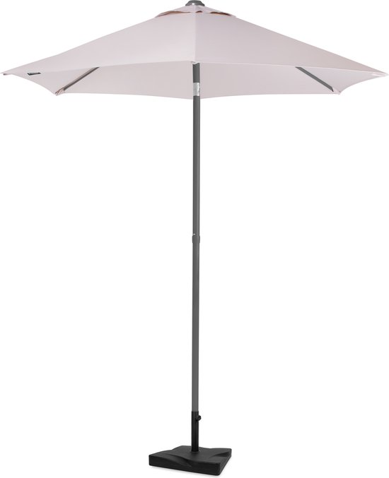 VONROC Premium Parasol Torbole – Ø200cm - Duurzame stokparasol – combi set incl. parasolvoet van 20 kg - UV werend doek - Beige – Incl. beschermhoes
