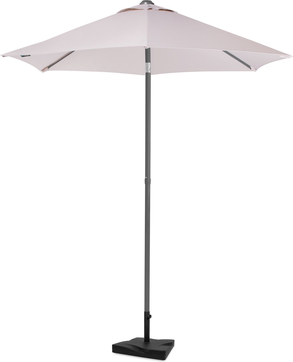 VONROC Premium Parasol Torbole – Ø200cm - Duurzame stokparasol – combi set incl. parasolvoet van 20 kg - UV werend doek - Beige – Incl. beschermhoes