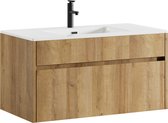 Set de meubles de salle de bain Badplaats Pablo 100 cm - Chêne - Meuble de salle de bain avec lavabo