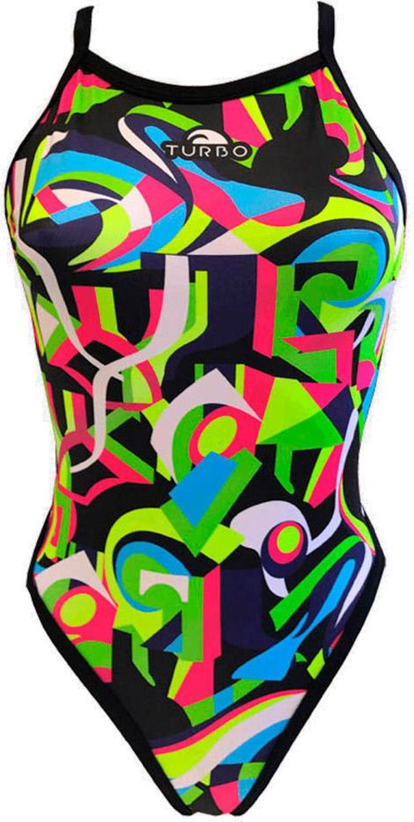 Turbo Geo Abstract Zwemkleding Veelkleurig 11-12 Years Meisje Black