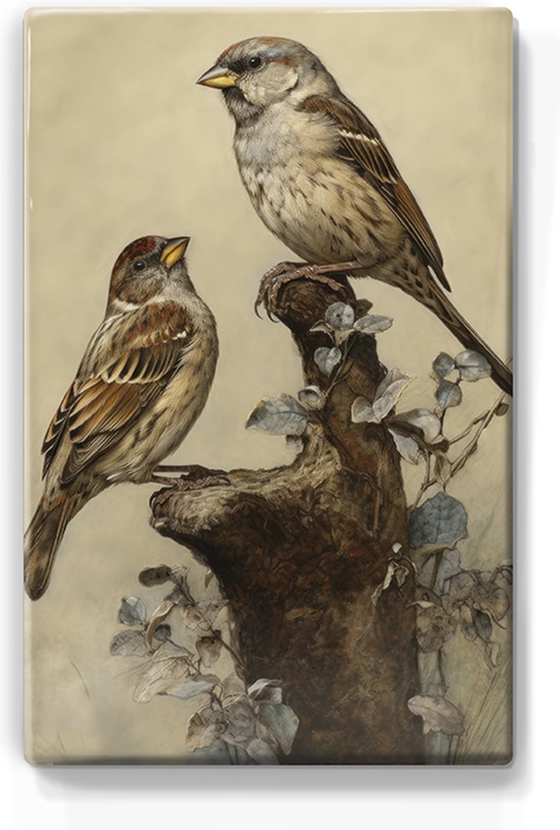 Twee mussen - Handgelakt - 19,5 x 30 cm - Niet van echt te onderscheiden schilderijtje op hout - Mooier dan een print op canvas - Laqueprint.