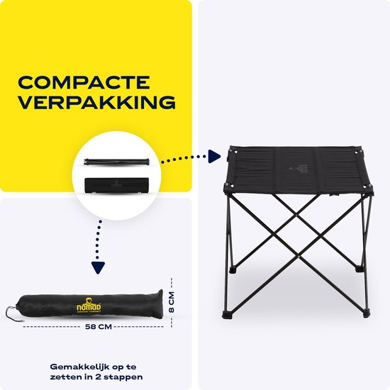 NOMAD® Amosen Campingtafel Compact - Zwart - Inklapbaar & Lichtgewicht & Sterk - Tot 20KG - Camping Tafel Opvouwbaar van NOMAD — afbeelding 2