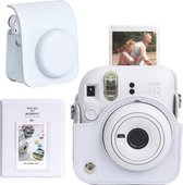 YONO Accessoires Set geschikt voor Fujifilm Instax Mini 12 - Camera Tas met Draagriem - Hoesje en Fotoalbum - Klei Wit
