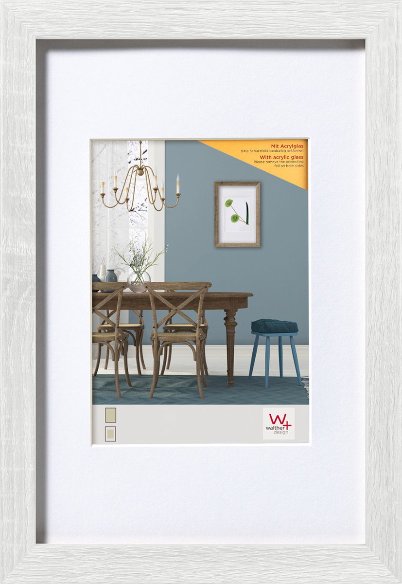 Walther Fiorito - MDF Houten lijst - Fotoformaat 50x70 cm - Kunstglas - Wit