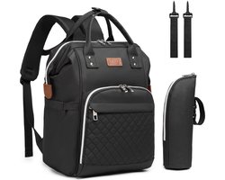 Product: Luiertas Rugzak - Inclusief Buggy en Kinderwagen Haken - Zwart (E6705 BK), van het merk 