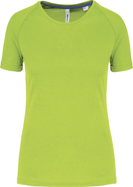 Gerecycled damessportshirt met ronde hals Lime Green - S